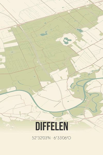 Alte Landkarte von Diffelen (Overijssel) von Ortsdrucke
