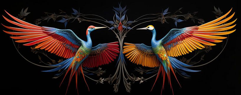 Night Blue Crane Artwork by Eye catching paintings