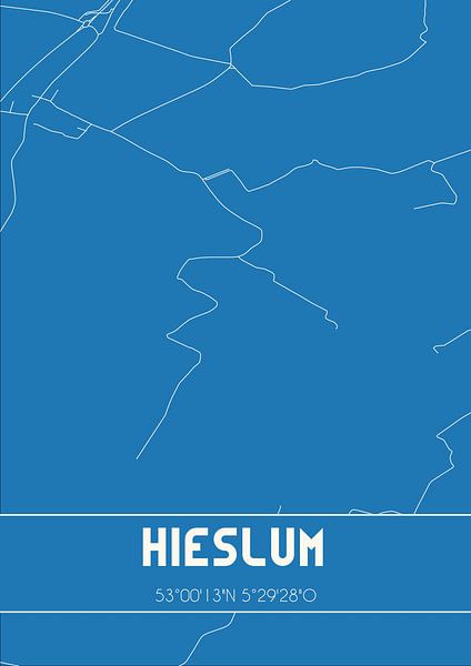 Blueprint | Carte | Hieslum (Fryslan) par Affiches de lieux