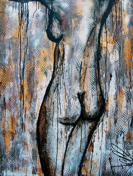 Ongekend abstract schilderij naakte vrouw van Femke van der Tak (fem VB-33