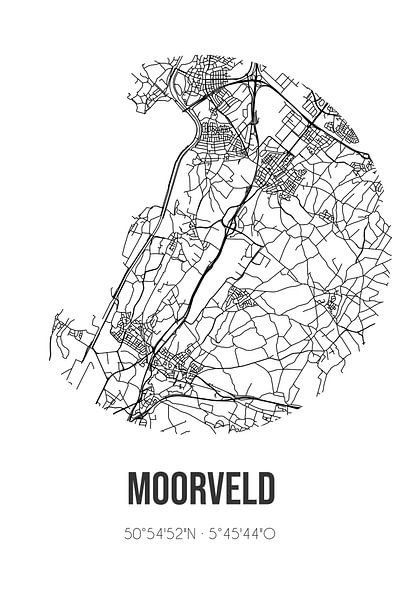 Moorveld (Limburg) | Map | Black and white by Prints of Place