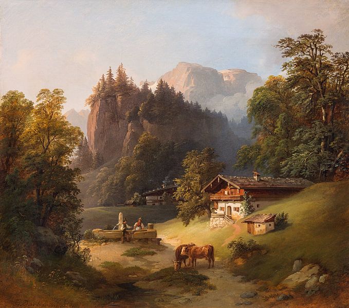Gustav Barbarini, Berglandschaft mit Bauernhaus von Atelier Liesjes