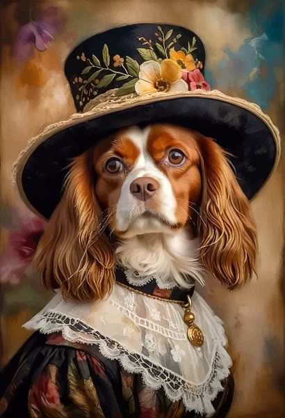 Chien Cavalier King Charles Spaniel en robe victorienne par MIROKKU