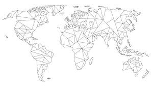 Carte Du Monde Géométrique Dessin Linéaire Noir Sur Blanc Sur Wereldkaartenshop
