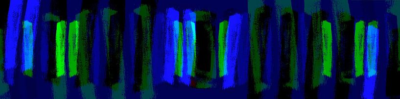 Skandinavische Pinselstriche Panoramabild Blau von Mad Dog Art