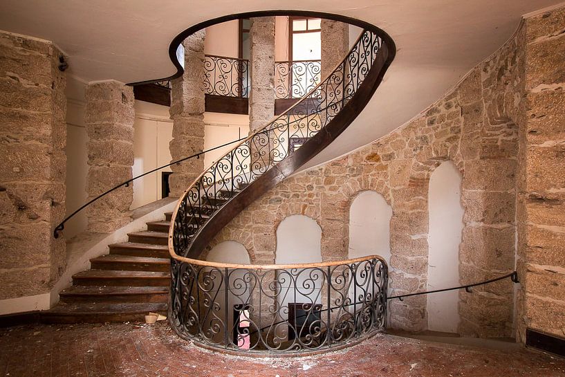 Abandoned Staircase in Castle. by Roman Robroek - Photos of Abandoned Buildings