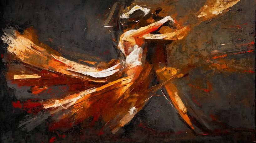 Vurige Dans – Abstracte Tango in Beweging van Arjen Roos