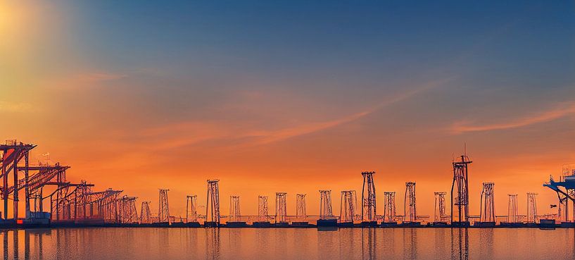 Cargo port with crane, illustration by Animaflora PicsStock