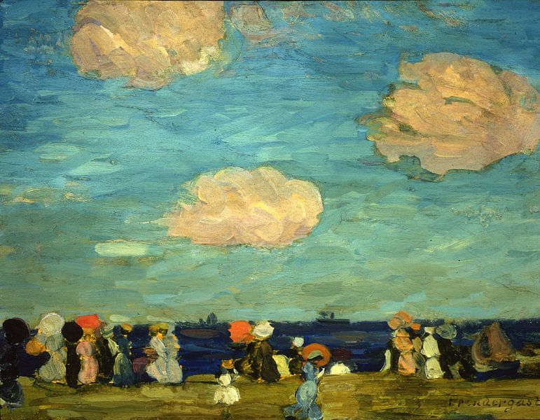 Maurice Prendergast~Meeresküste mit Figuren von finemasterpiece