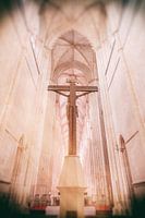 Crucifix at the Altar of the Batalha Monastery Church. Masterpiece of the Gothic Architecture