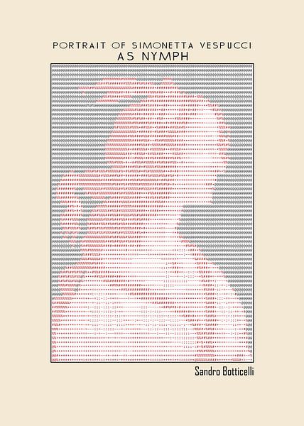 Portret van Simonetta Vespucci als nimf (Ascii art) van DOA Project
