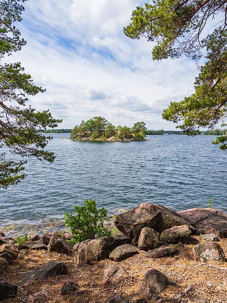 Ostseeküste mit Felsen und Bäumen bei Figeholm in Schweden von Rico Ködder
