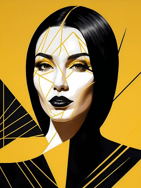 Pop Art Frau Porträt Abstrakte Geometrische Kunst von 1xMerch