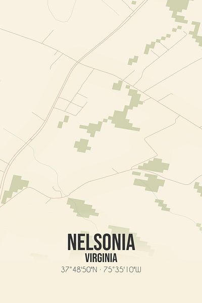 Carte ancienne de Nelsonia (Virginie), USA. par Affiches de lieux