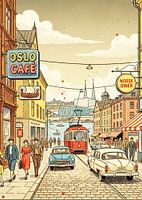 Oslo Norway City Corner Water Color Painting