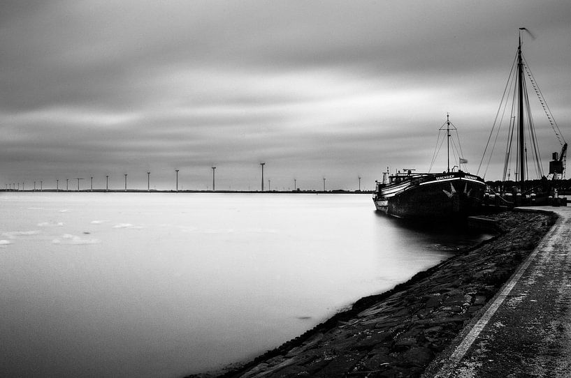 Dutch Landscape in Black and White Spakenburg Eemmeer by Mark de Weger