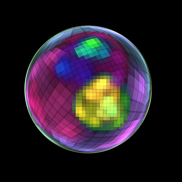 Illustration en rendu 3d d'un motif géométrique carré par W J Kok