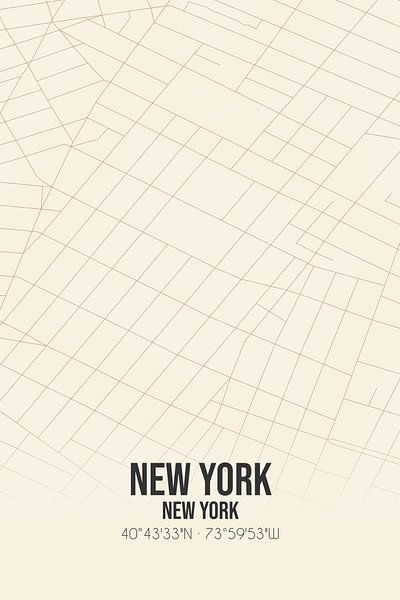 Vieille carte de New York (New York), USA. par Affiches de lieux