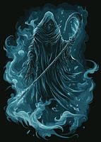 Dark reaper in an icy aura