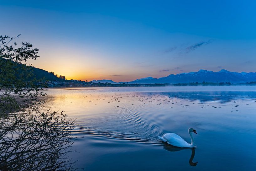 Beautiful sunrise at lake Hopfensee by Walter G. Allgöwer
