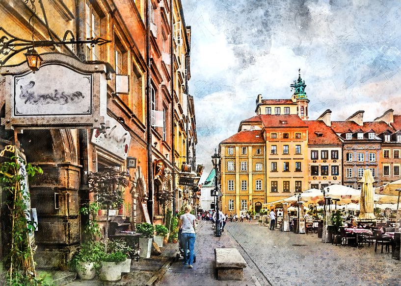Aquarelle de la vieille ville de Varsovie #warsaw par JBJart Justyna Jaszke