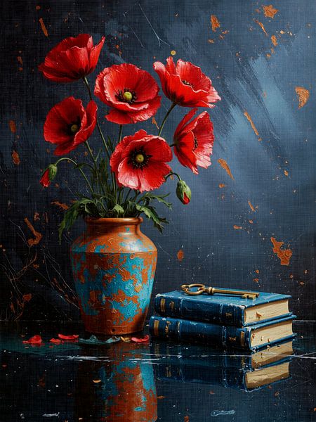 Klassisches und zeitloses Stillleben: Vase mit roten Mohnblumen von Studio Pieternel