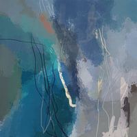 Peinture abstraite moderne aux couleurs pastel. Gris, bleu, vert.