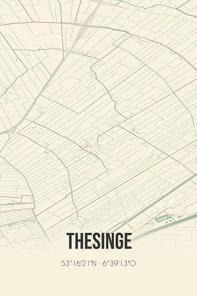 Vintage map of Thesinge (Groningen) by Prints of Place