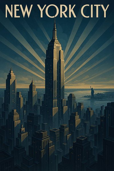 New York City Skyline Majestät - Art Deco Empire State Poster von Travel Shop