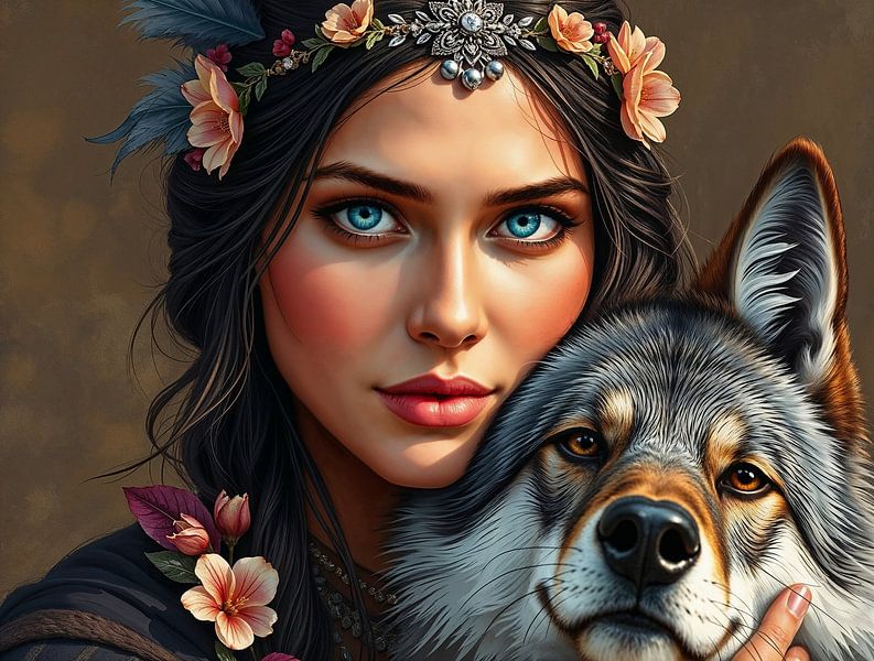 Girl with wolf #3 by Liona Toussaint