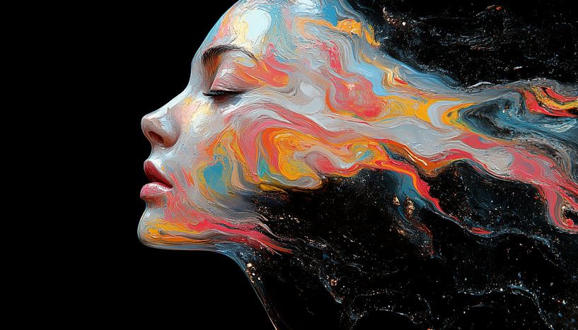 Female face brush colourful abstract by TheXclusive Art