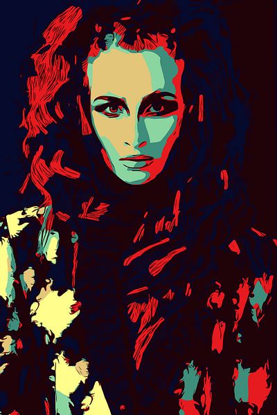 Redheaded ginger lady with fur coat / fashion portrait in pop art style by The Art Kroep