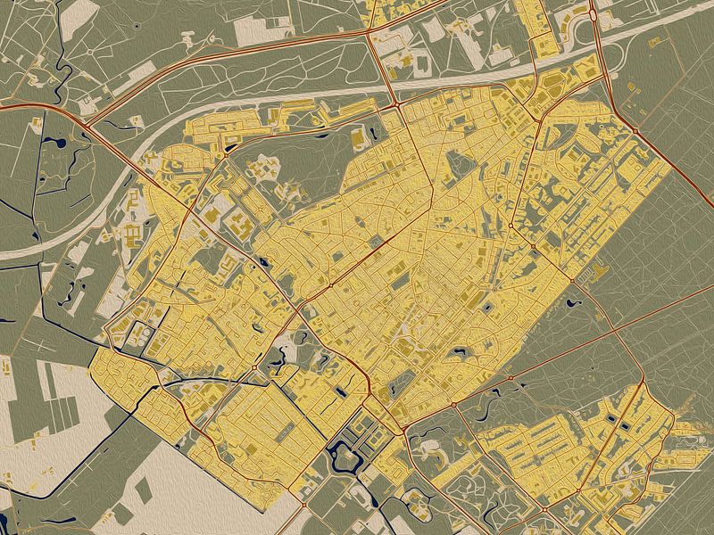 Map of Zeist in the style of Gustav Klimt by Maporia