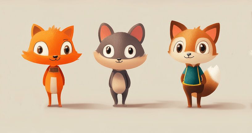 "Illustration of Cute Cartoon Animal Characters – Cheerful Fox and Mouse" by fredi arlangga