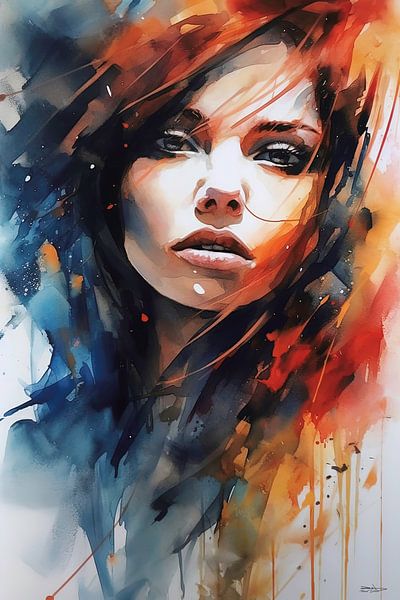 Abstract watercolour of a girl/woman. by Gelissen Artworks