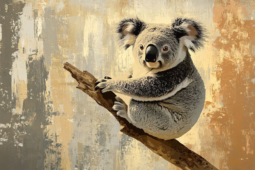 Koala hyperréaliste sur une branche par Imperial Art House