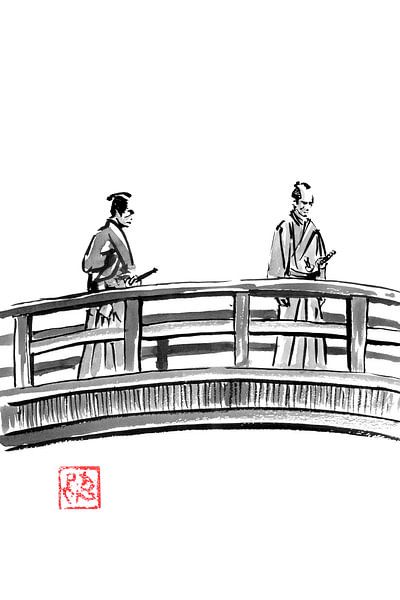 2 samurai on a bridge par Péchane Sumie