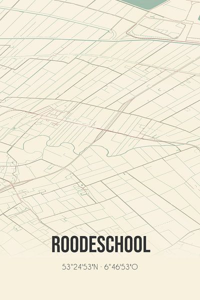 Vintage map of Roodeschool (Groningen) by Prints of Place
