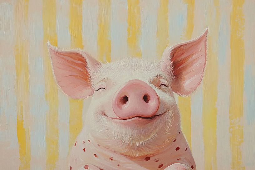 Lächelndes rosa Schwein von Wunderbare Kunst
