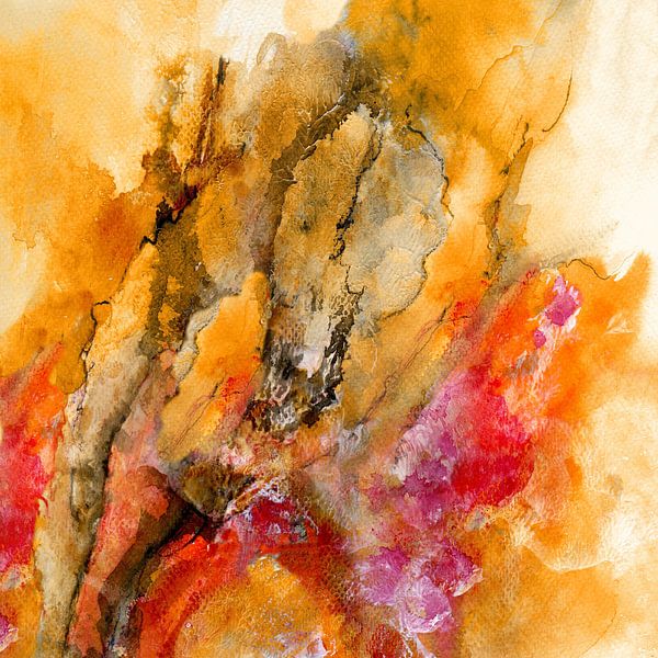 florale Abstraktion in warmen Tönen von Claudia Gründler