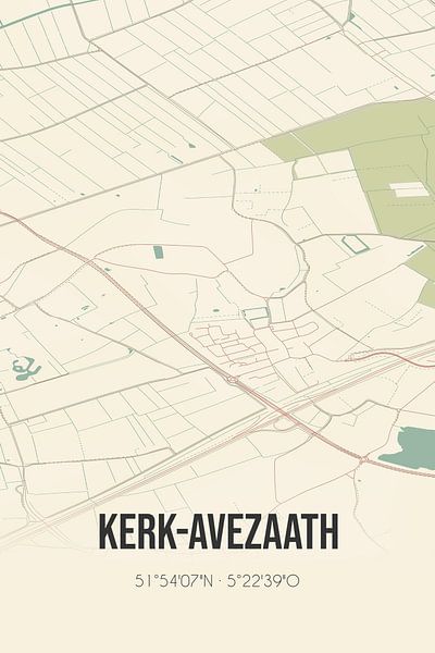 Carte ancienne de Kerk-Avezaath (Gueldre) par Affiches de lieux