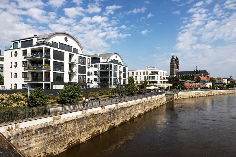 Magdeburg riverbank promenade by Frank Herrmann