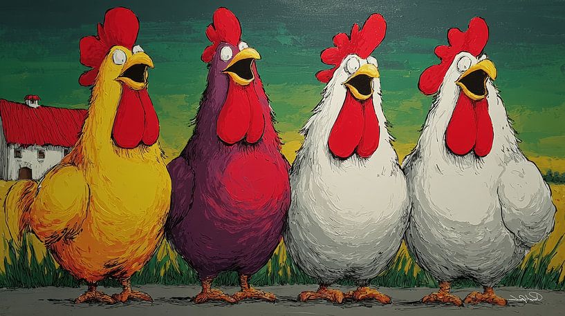 Talking / singing chickens by Gelissen Artworks