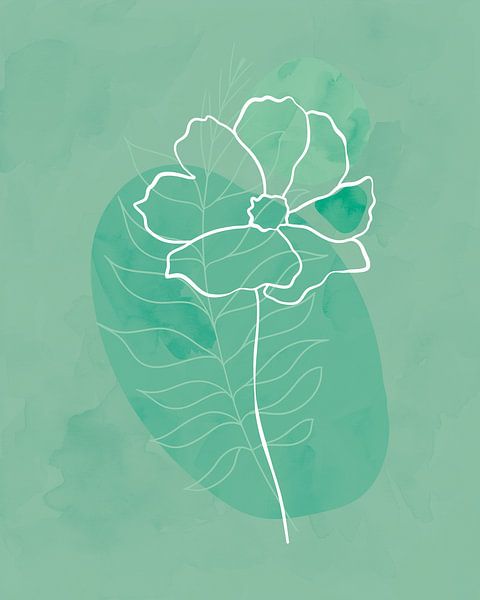 Composition florale minimaliste en bleu-vert par Tanja Udelhofen