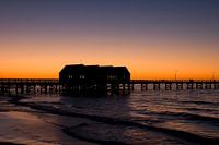 Het laatste licht  over de pier van Busselton, Zuid West Australie