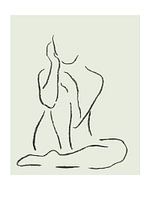 Zazen (line drawing portrait nude sitting woman charcoal line art Japanese yoga zen minimalist)
