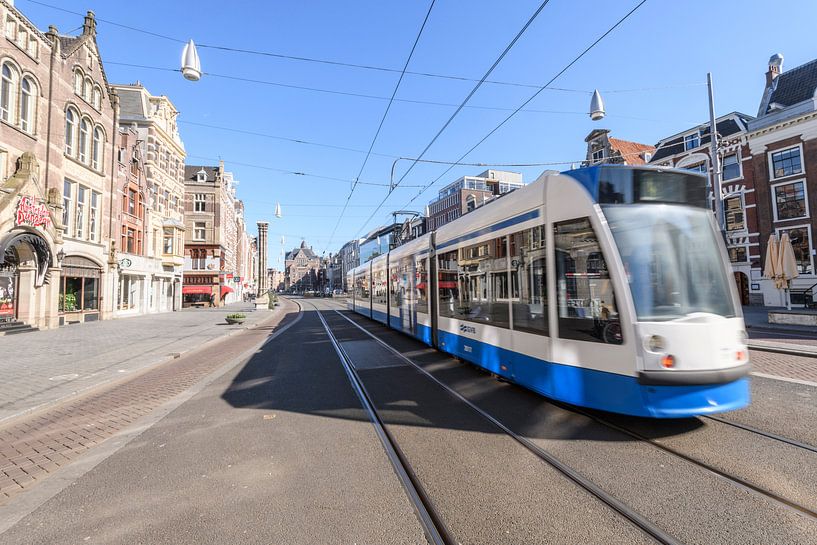 Rokin street with a passing tram in Amsterdam by Sjoerd van der Wal Photography