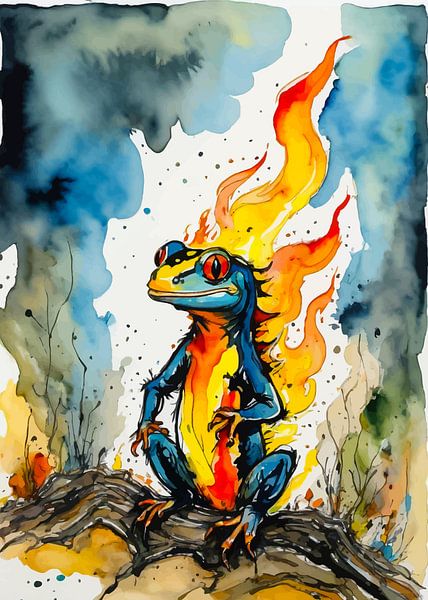Feuersalamander Aquarell von MIROKKU