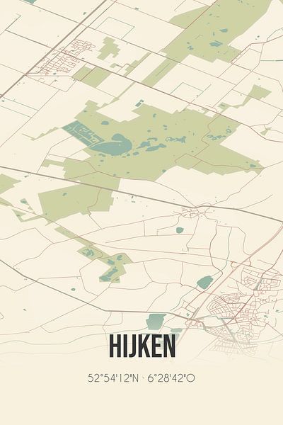 Alte Landkarte von Hijken (Drenthe) von Ortsdrucke