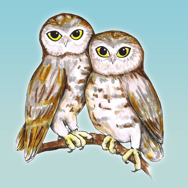 Two cute owls by Bianca Wisseloo